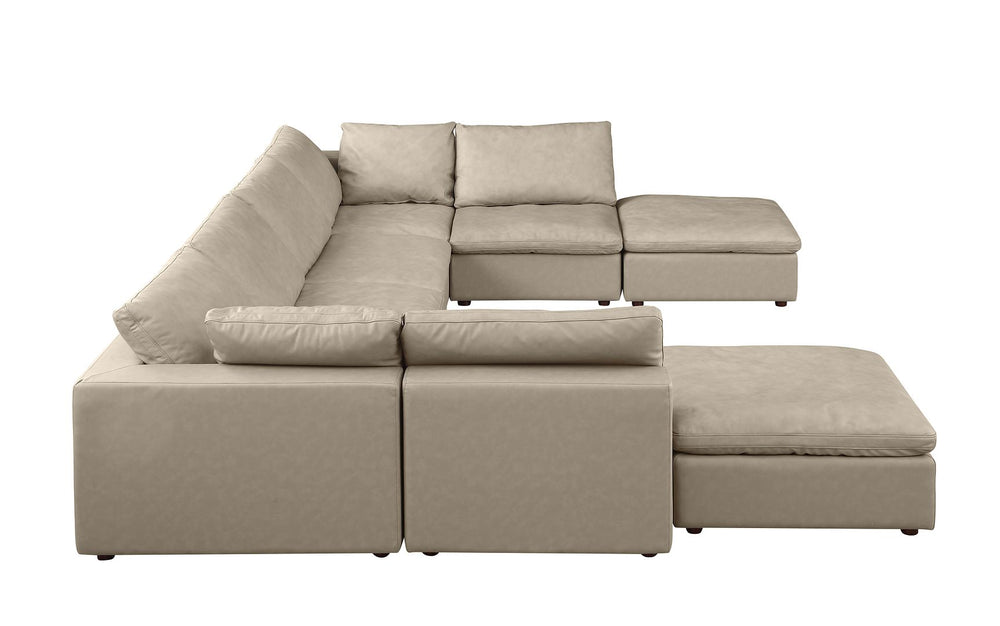 DivanItalia 1100 Top-Grain Italian Leather 8-Piece Sectional with Chaise - Beige