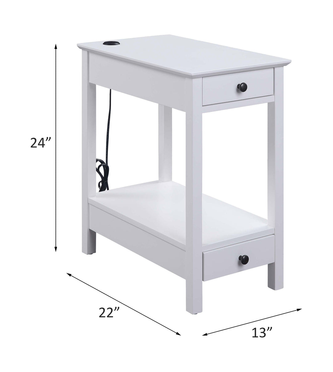 Byzad - Accent Table With USB - White