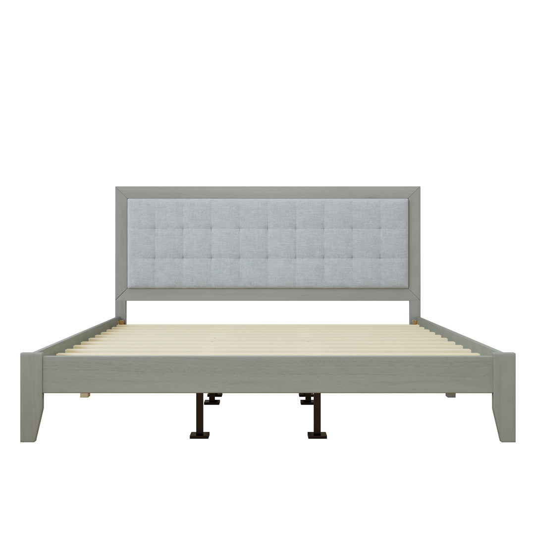 Tufted Rubberwood Cal King Bed – Grey