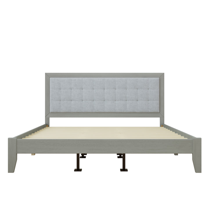 Tufted Rubberwood Cal King Bed – Grey