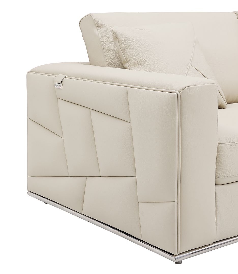 DivanItalia 998 Right Arm Facing Sectional in Top-Grain Italian Leather - Beige