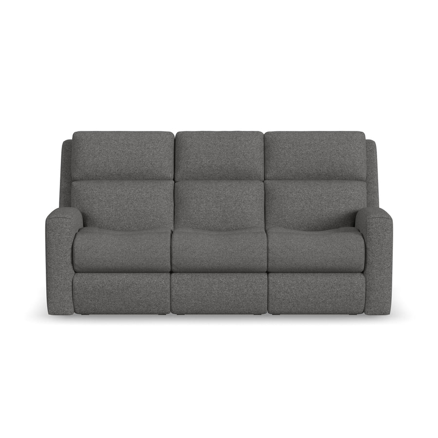 Flexsteel 2805-62L Score  Power Reclining Sofa With Power Headrests & Lumbar  Dark Gray