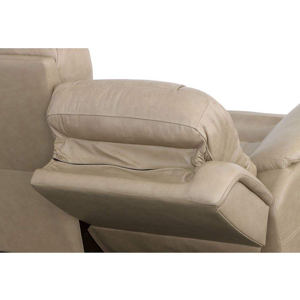 Crew Leather Power Reclining Sofa with Power Headrests & Lumbar in Pebble