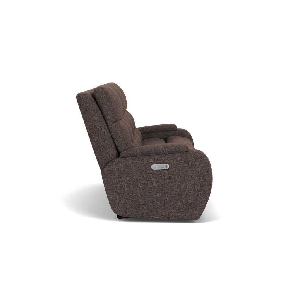 Strait Power Reclining Sofa With Power Headrests Gray