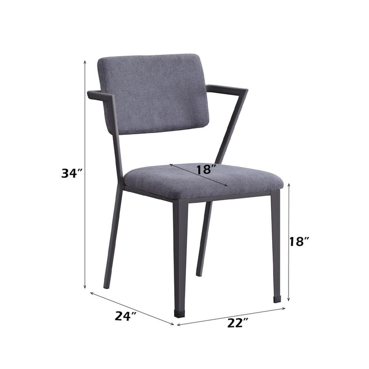 Cargo - Dining Chair Set of 2) - Gray Fabric & Gunmetal
