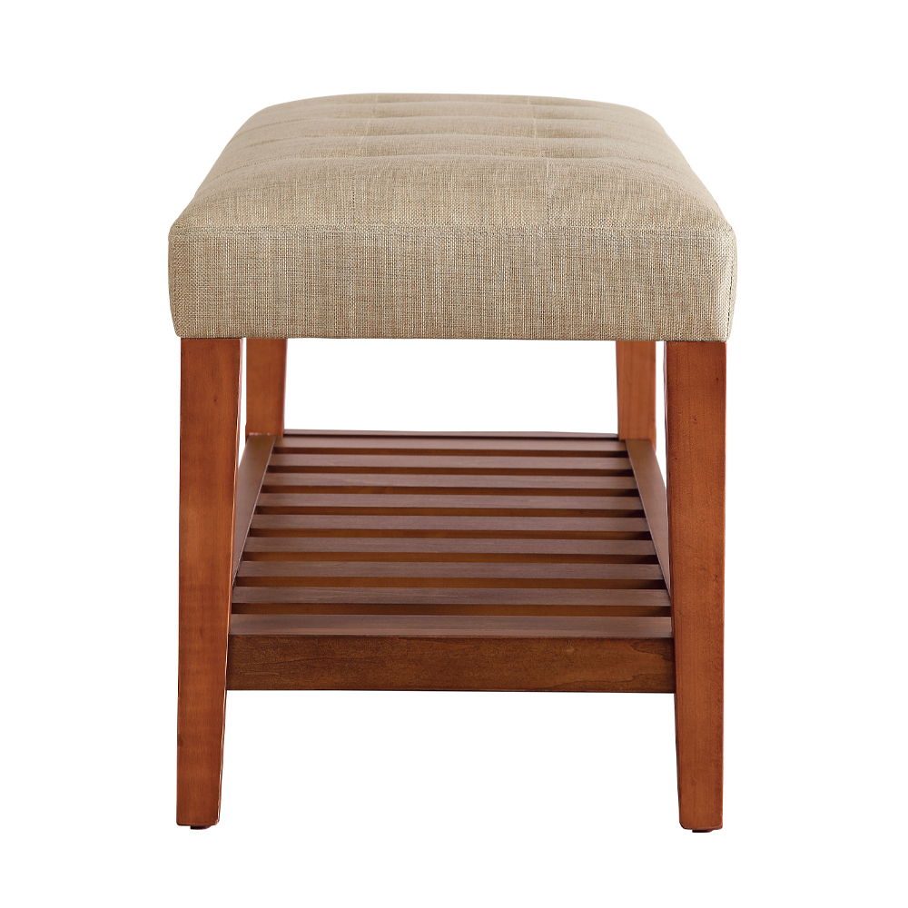 Charla - Bench - Beige Fabric & Oak