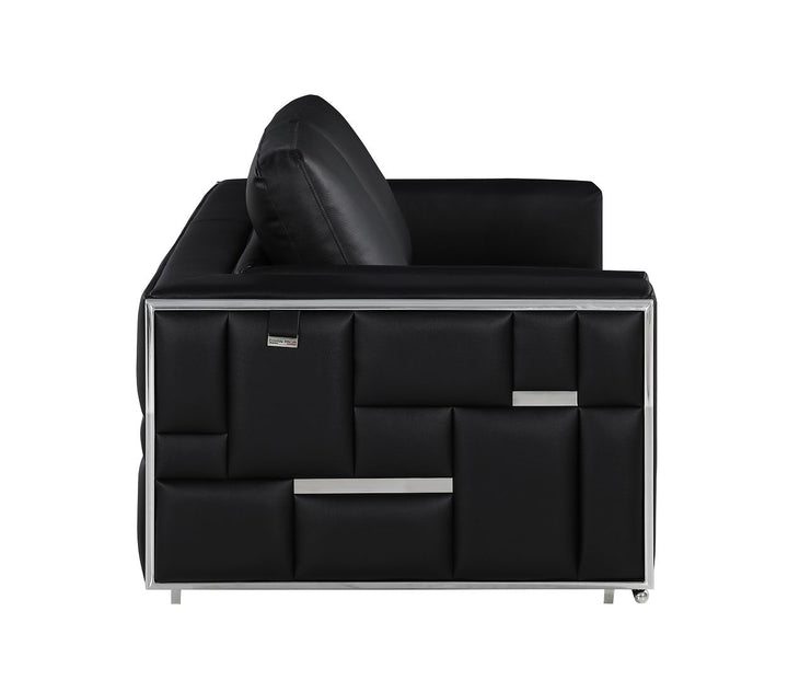 DivanItalia 1130 Loveseat in Top-Grain Italian Leather - Black