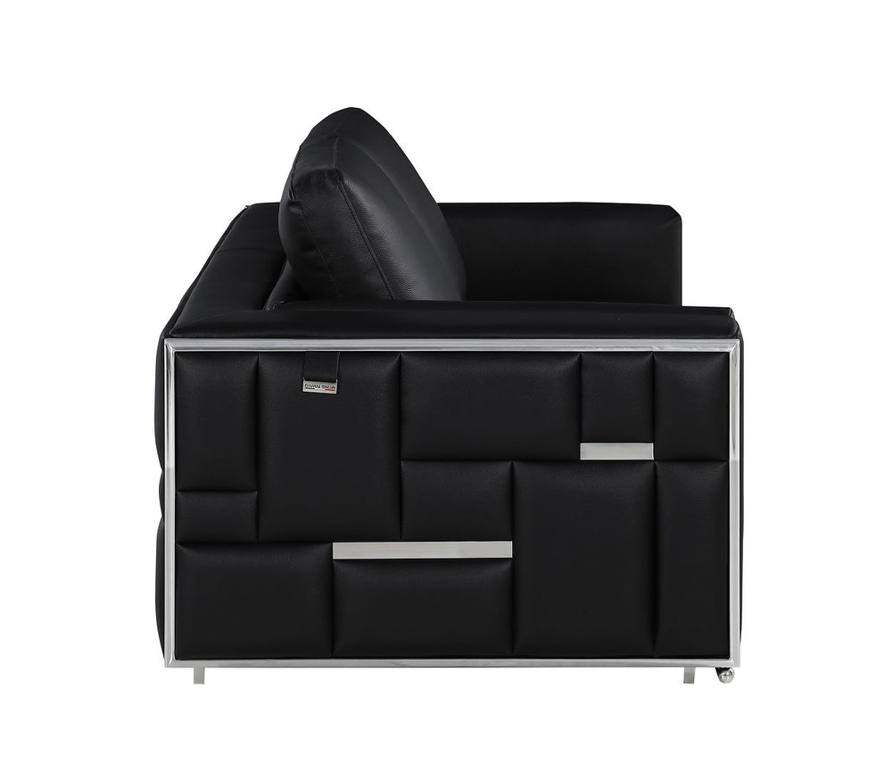 DivanItalia 1130 Loveseat in Top-Grain Italian Leather - Black