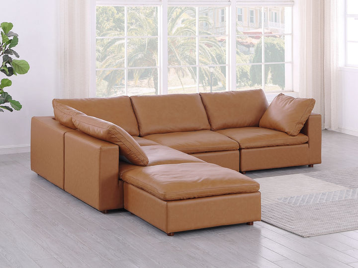 DivanItalia 1100 5-Piece Right Arm Facing 4-Seat Sectional – Top-Grain Italian Leather - Cognac