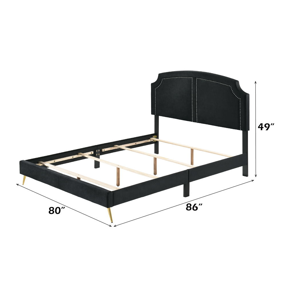 Zeena - Eastern King Bed - Black Velvet