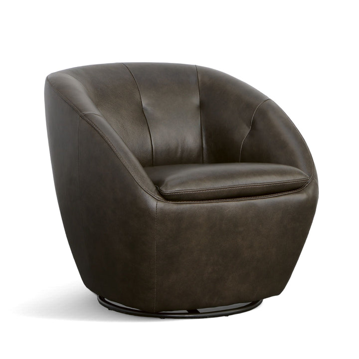Wade Leather Swivel Chair in Carob