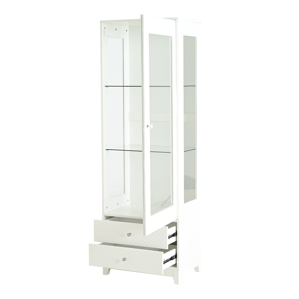 modern-upholstered-glass-display-cabinet-with-adjustable-led-light-in-white