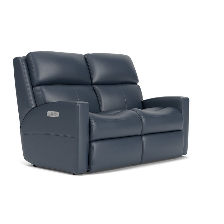 Catalina Leather Power Reclining Loveseat, Power Headrests Blue