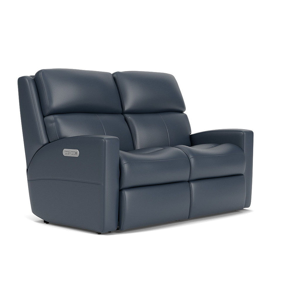 Catalina Leather Power Reclining Loveseat, Power Headrests Blue