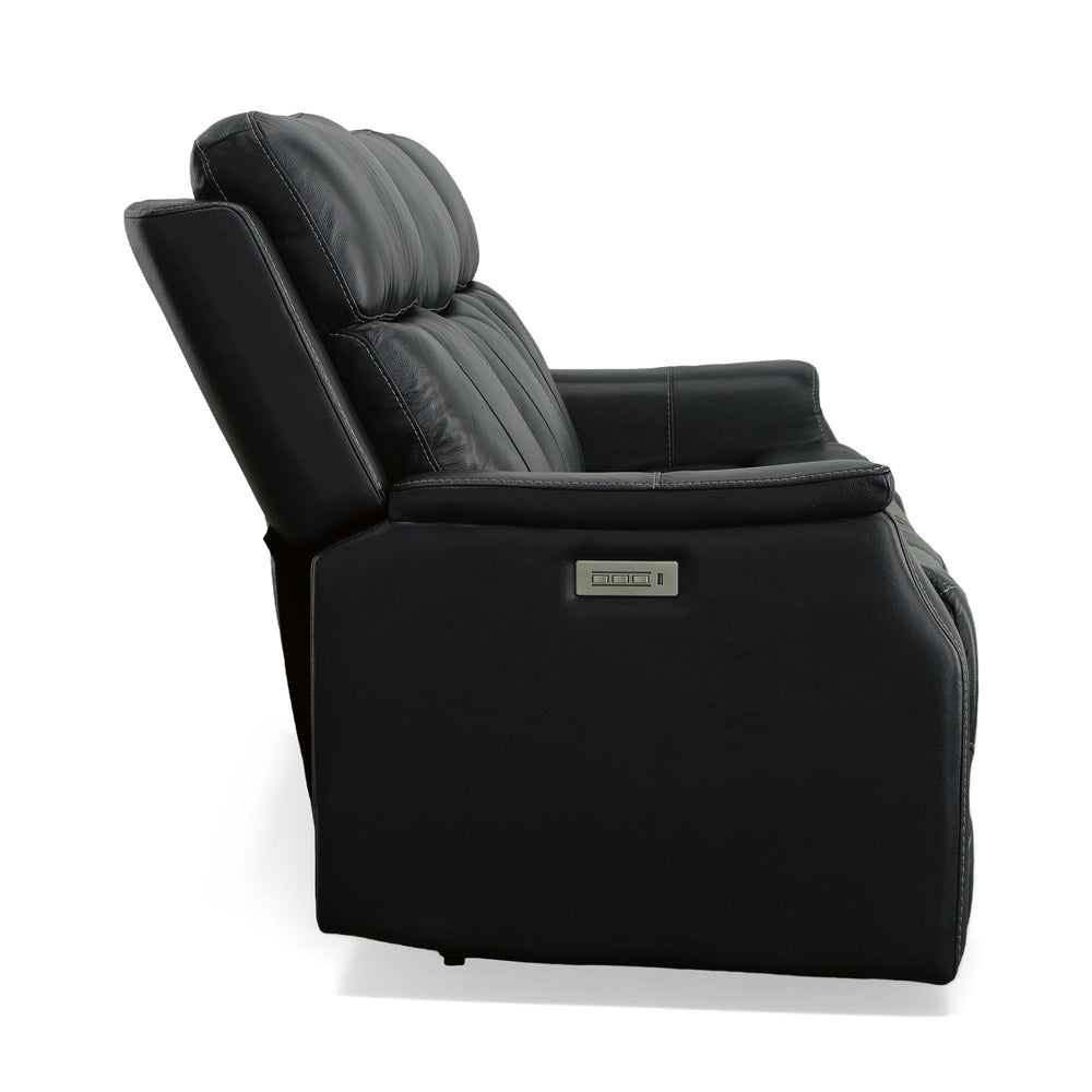 Easton Leather Power Reclining Sofa with Power Headrests & Lumbar in Ocean