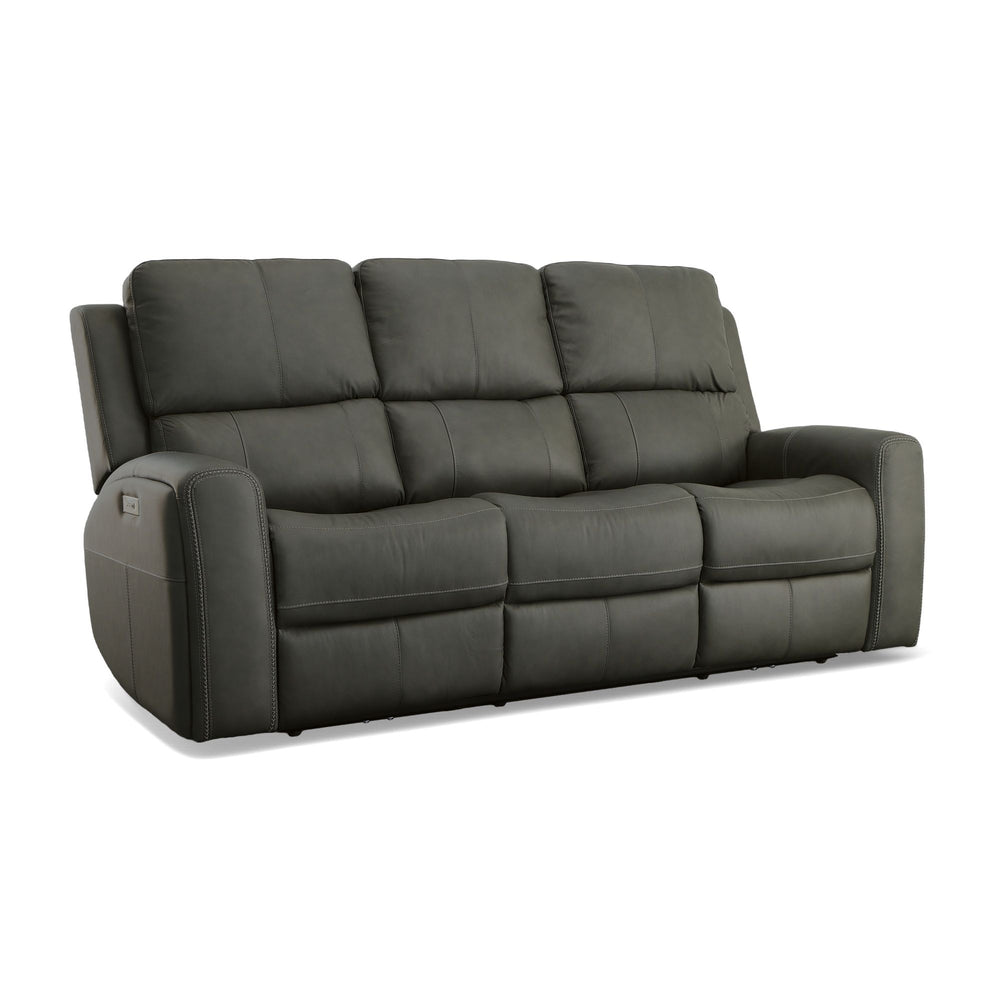 Linden Leather Power Reclining Sofa with Power Headrests & Lumbar in Charcoal