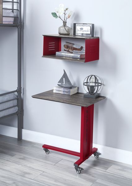 Cargo - Accent Table With Wall Shelf - Red