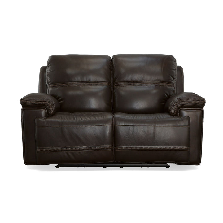 Fenwick Leather Power Reclining Loveseat with Power Headrests in Dark Chocolate