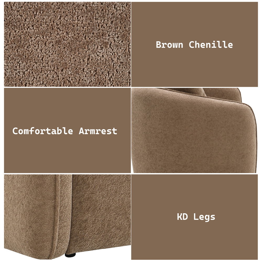 Keith - Loveseat With 2 Pillows - Brown Chenille