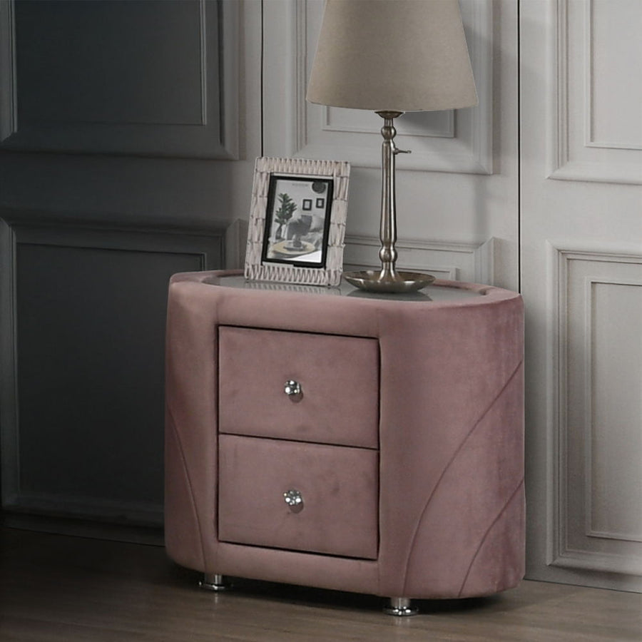 ACME Furniture Salonia Nightstand Pink Velvet