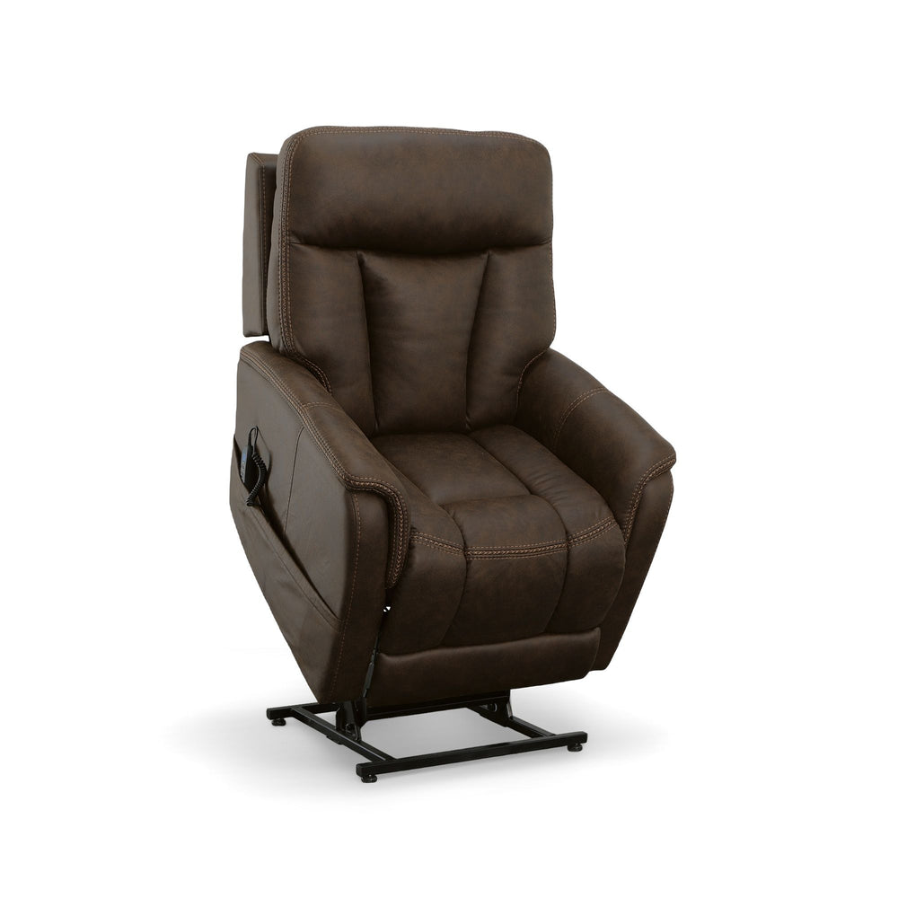Atlas Fabric Power Lift Recliner with Power Headrest & Lumbar in Walnut