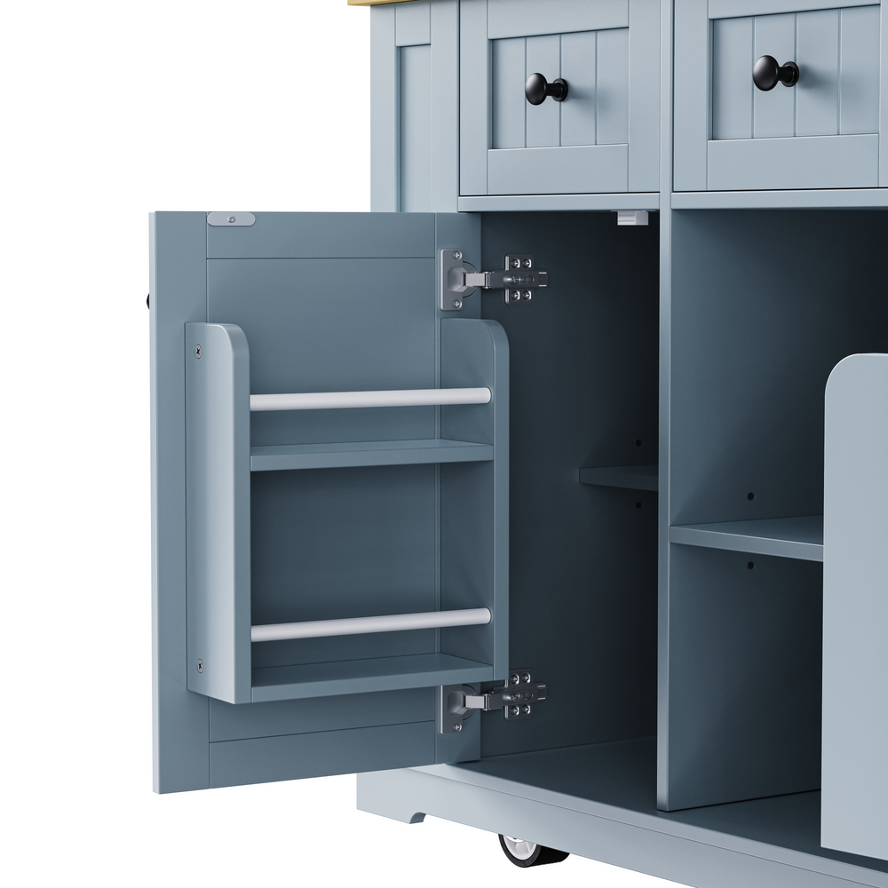 53-inch-blue-kitchen-island-cart-with-drop-leaf-and-power-outlet