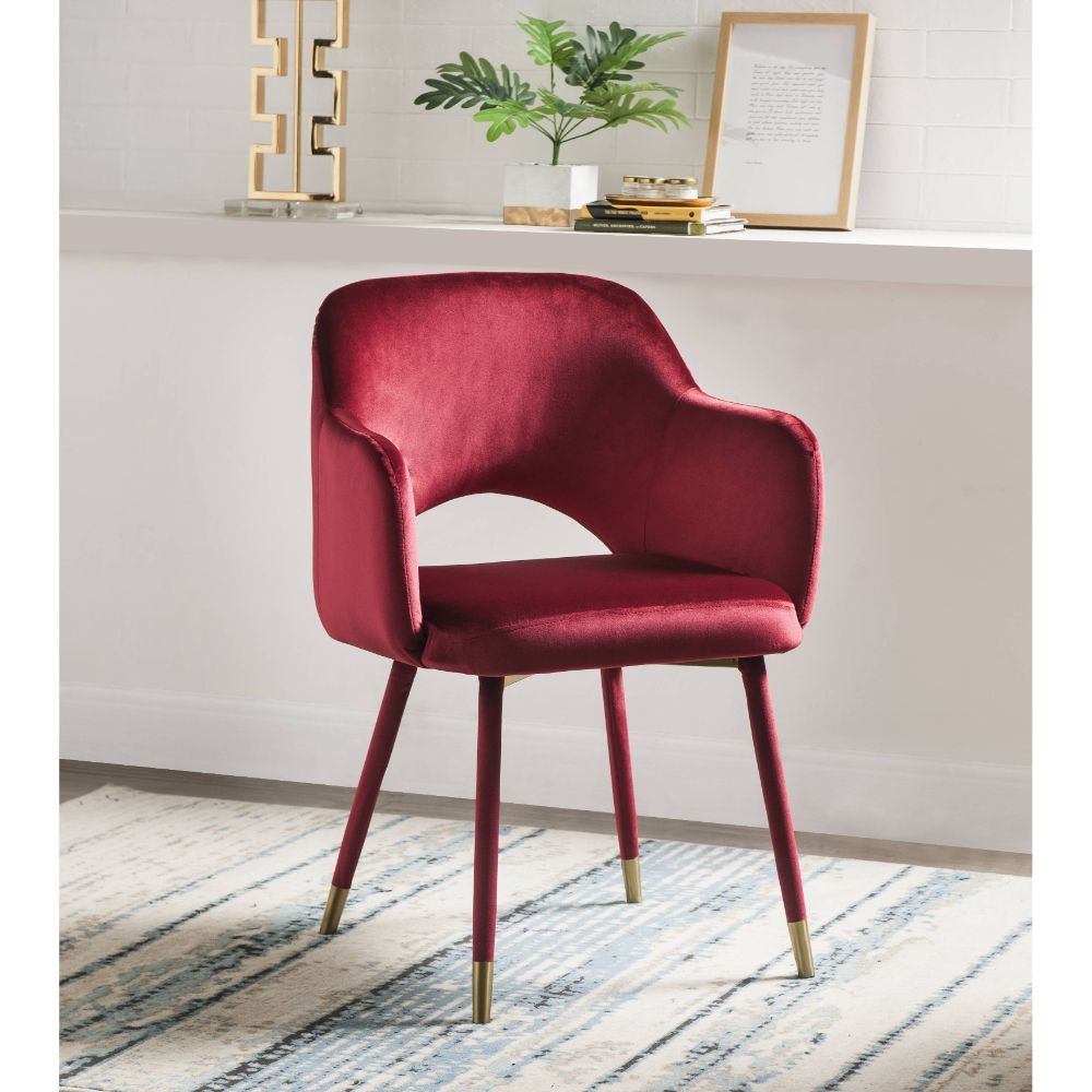 Applewood - Accent Chair - Bordeaux-Red Velvet & Gold
