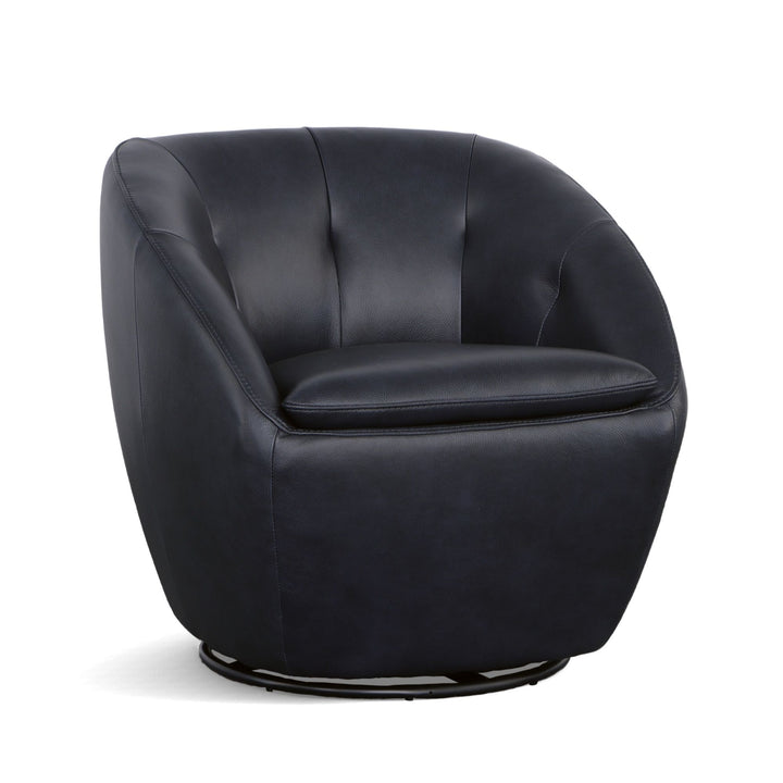 Wade Leather Swivel Chair in Midnight