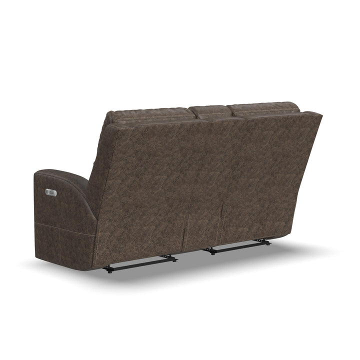 Score Leather Power Reclining Loveseat with Console &amp; Power Headrests &amp; Lumbar