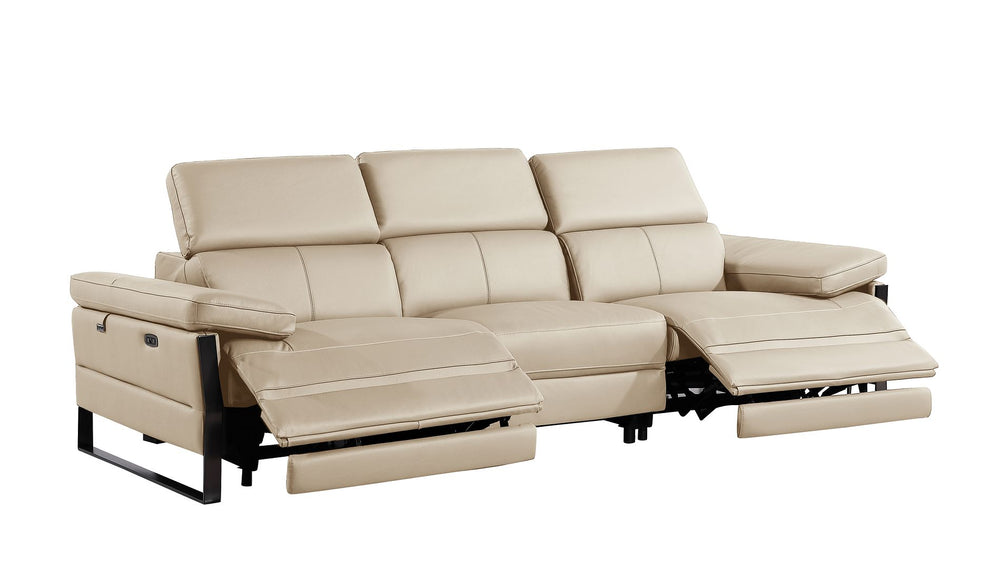 DivanItalia 1246 Modular Power Dual Reclining Sofa with Power Reclining Headrests – Top Grain Italian Leather - Beige