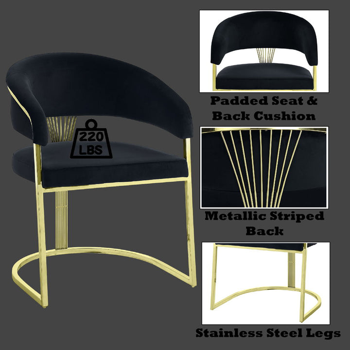 Fallon - Side Chair - Black Velvet & Mirrored Gold