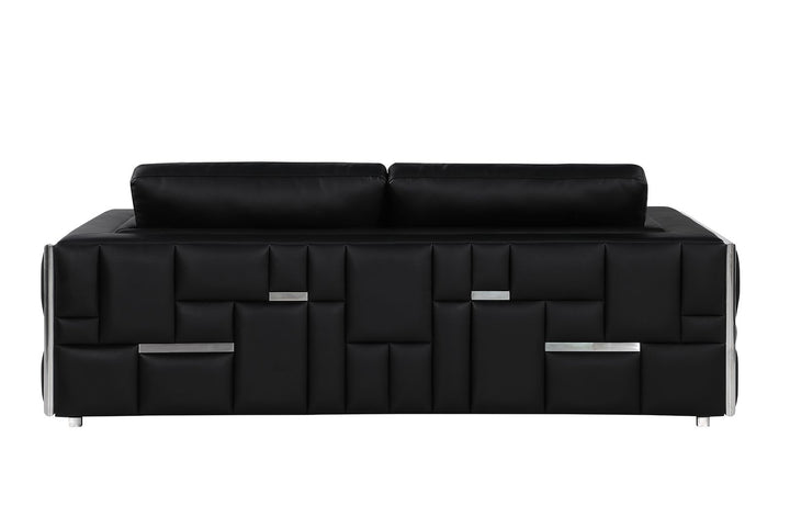DivanItalia 1130 Sofa in Top-Grain Italian Leather - Black