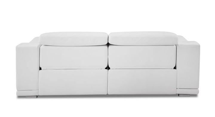 DivanItalia 9762 Top Grain Italian Leather Power Reclining Sofa with Adjustable Headrests - White