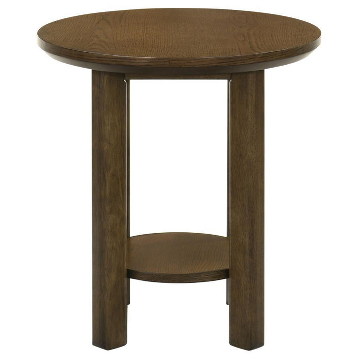 Ottowa - 22" Round Wood Side End Table With Shelf - Brown