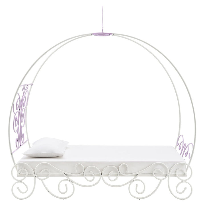 Priya II - Full Bed With Canopy - White & Light Synthetic Leather Rple