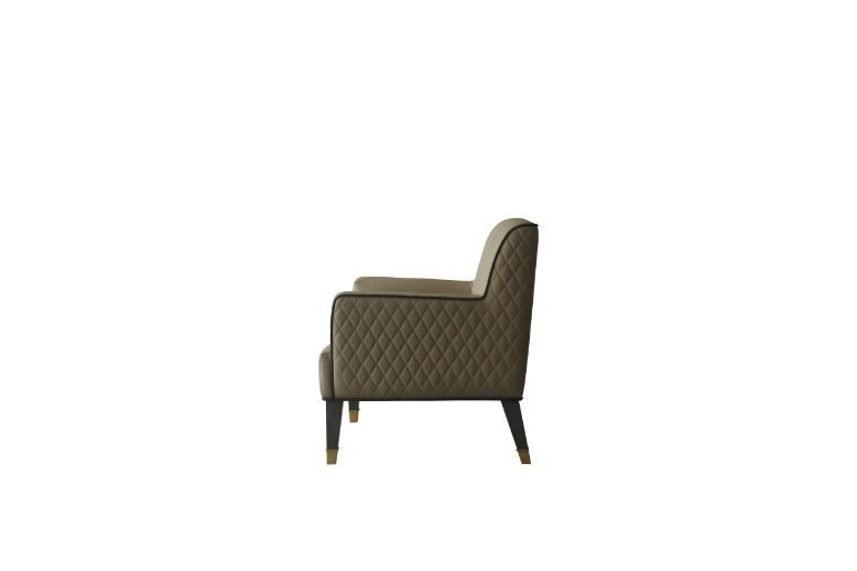 House Beatrice - Accent Chair With Pillow - Tan Synthetic Leather & Charcoal