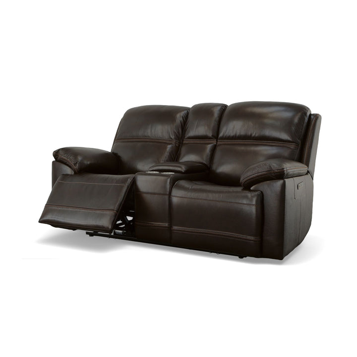 Jackson Leather Power Reclining Loveseat with Console &amp; Power Headrests in Dark Brown