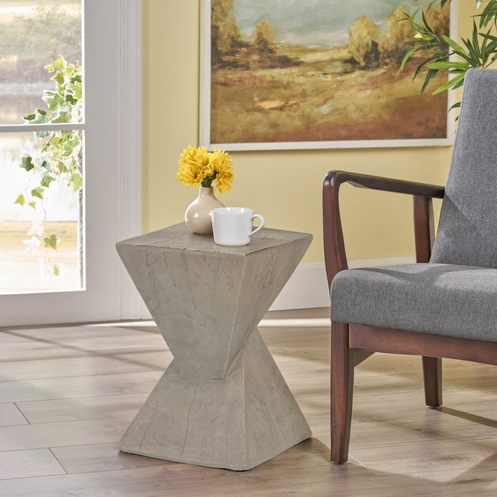 Tess Hourglass Side Table – Light Gray