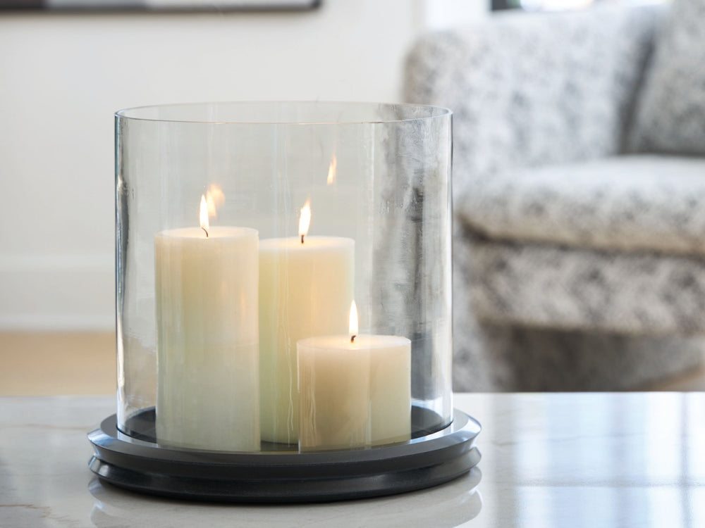 Saskia - Candle Holder - Clear / Black by Ashley Furniture product image