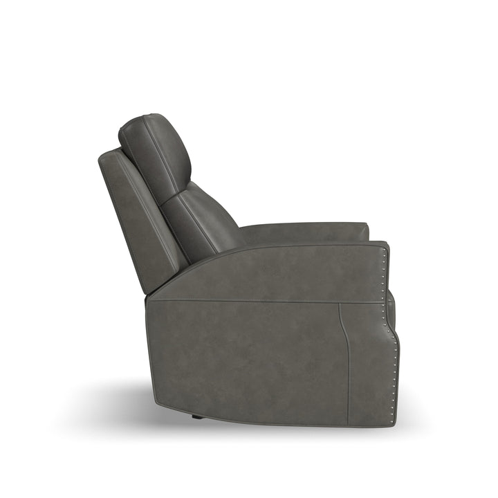 Maxwell Leather Power Gliding Recliner with Power Headrest and Lumbar in Cinder