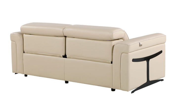DivanItalia 1126 Power Reclining Sofa in Top Grain Italian Leather with 2 Power Recliners &amp; Power Headrests - Beige