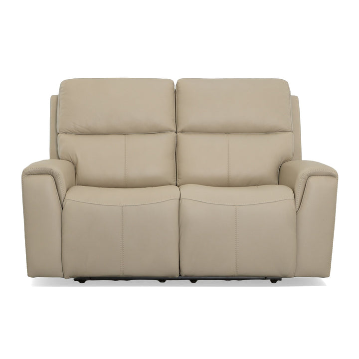 Jarvis Leather Power Reclining Loveseat with Power Headrests in Parchment
