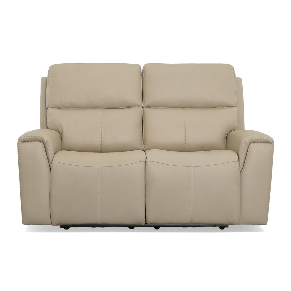 Jarvis Leather Power Reclining Loveseat with Power Headrests in Parchment