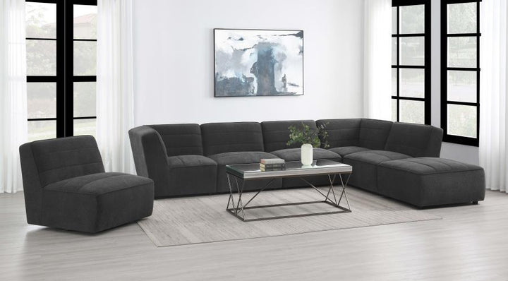 Sunny - Square Upholstered Ottoman - Dark Charcoal