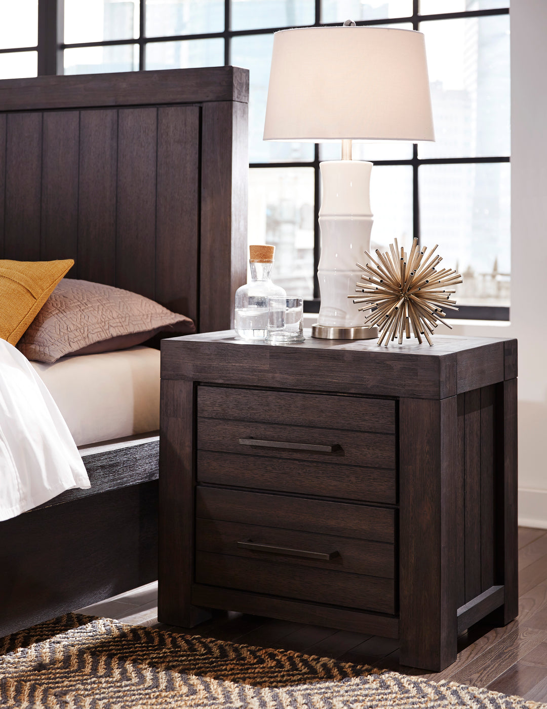 Modus Furniture 3H5781 Heath Two Drawer Nightstand In Basalt Grey