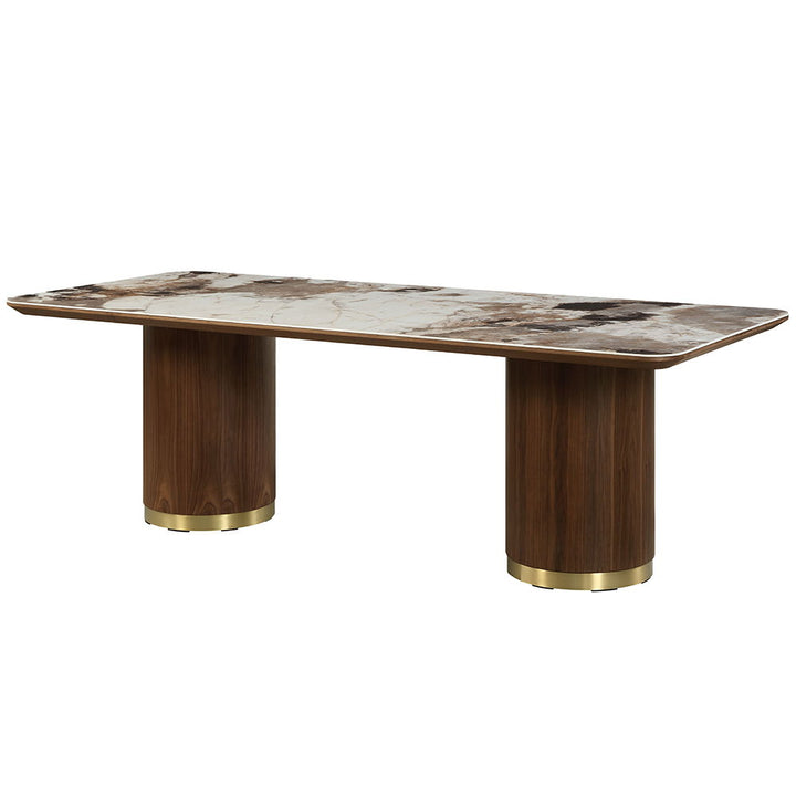 Willene - 94" Dining Table With Ceramic Top - Ceramic Top & Walnut