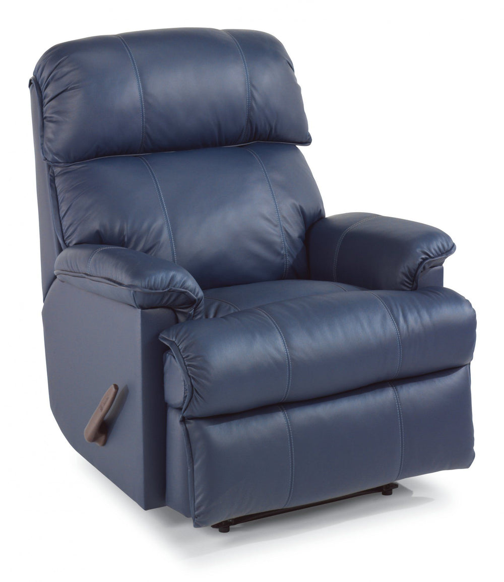 Geneva Leather Rocking Recliner Blue