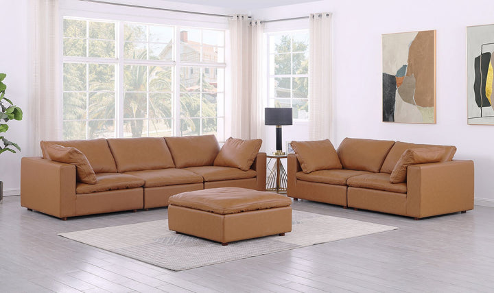 DivanItalia 1100 2-Piece Sofa Set – Top-Grain Italian Leather with Ottoman - Cognac