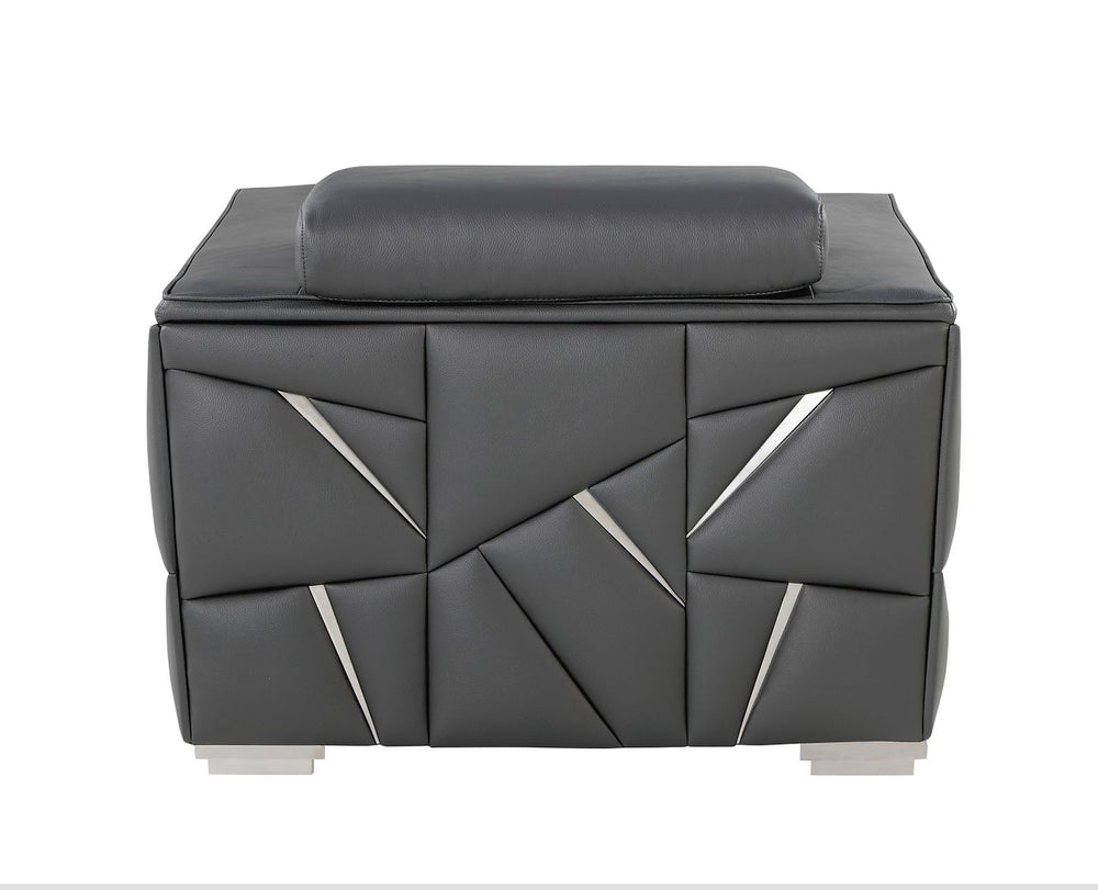DivanItalia 1120 Chair with Adjustable Headrest in Top-Grain Italian Leather - Dark Gray