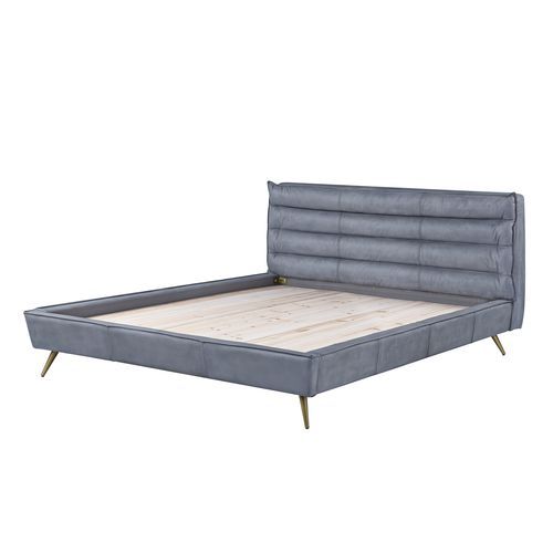 Doris - Eastern King Bed - Gray Top Grain Leather
